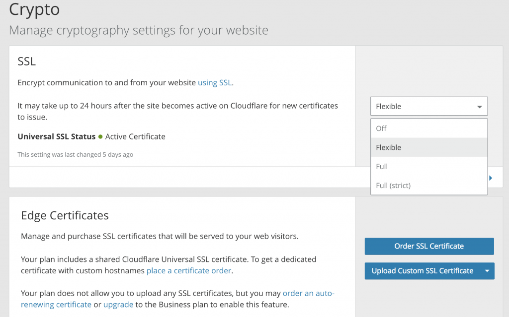 Cloudflare SSL Settings